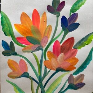 Vibrant Floral Art Print (handmade)